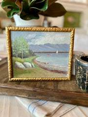 Vintage landscape original oil on board